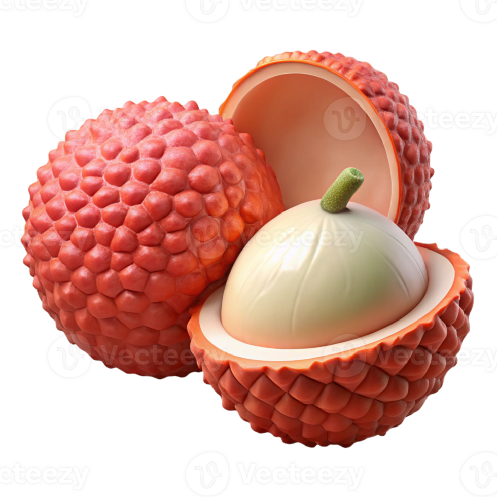 3D Lychee Fruit Illustration, Realistic Render png