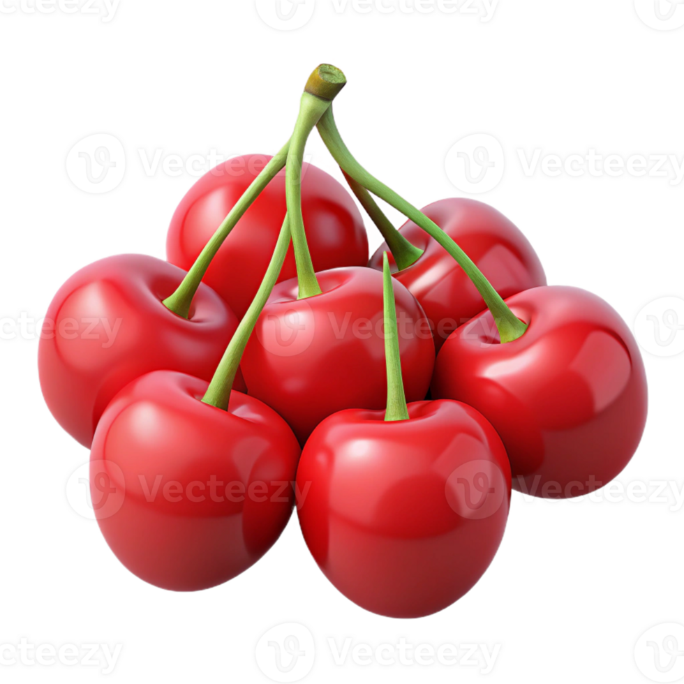 3D Render of Red Cherries png