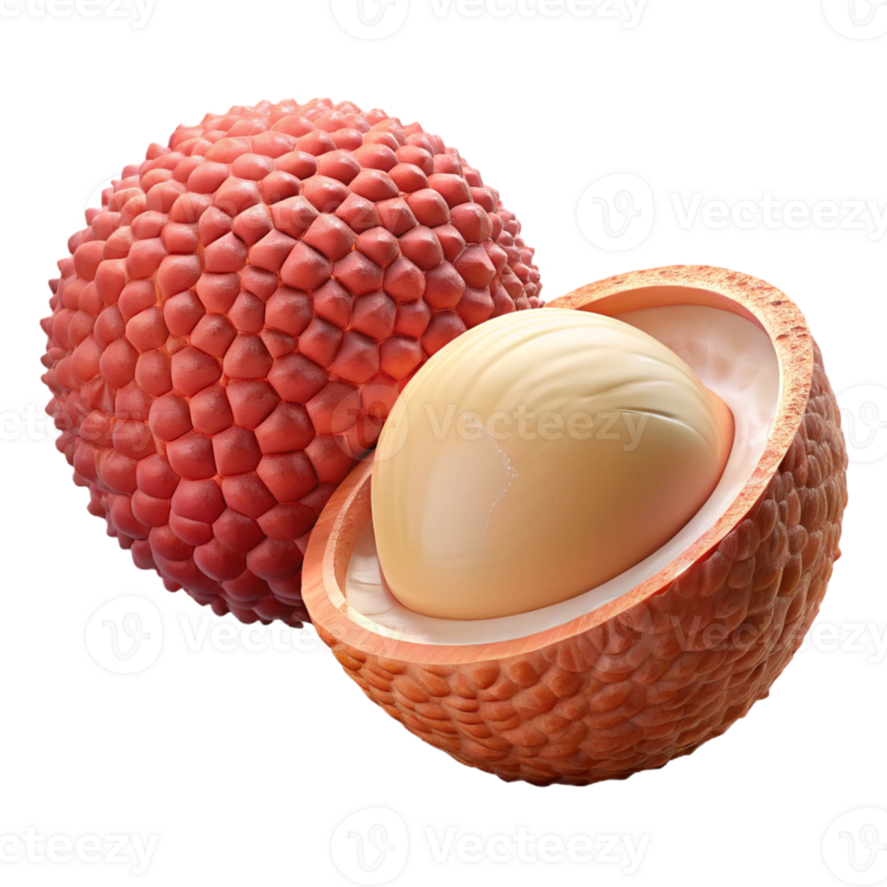3D Render of Lychee Fruit png