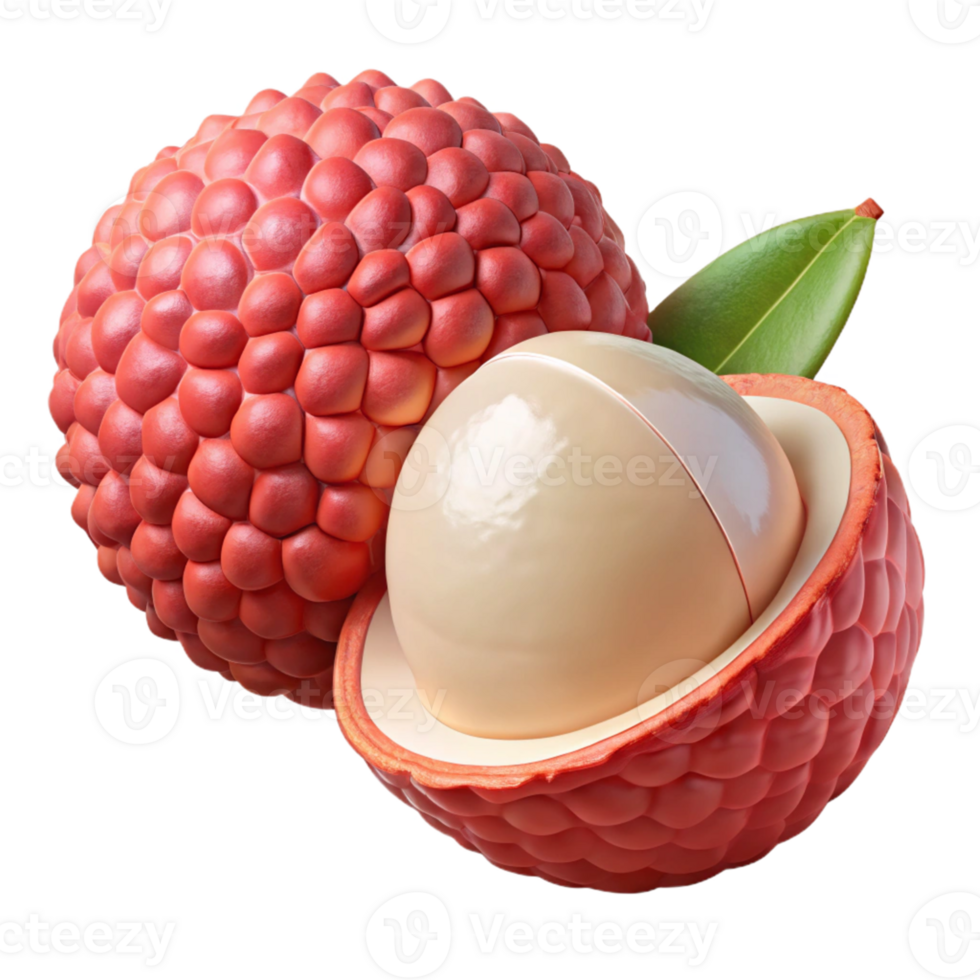 3D Lychee Fruit Illustration, Detailed Render png