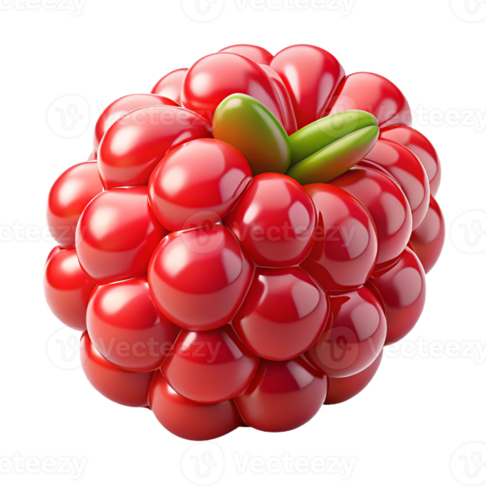 3D Render Red Raspberry Illustration png
