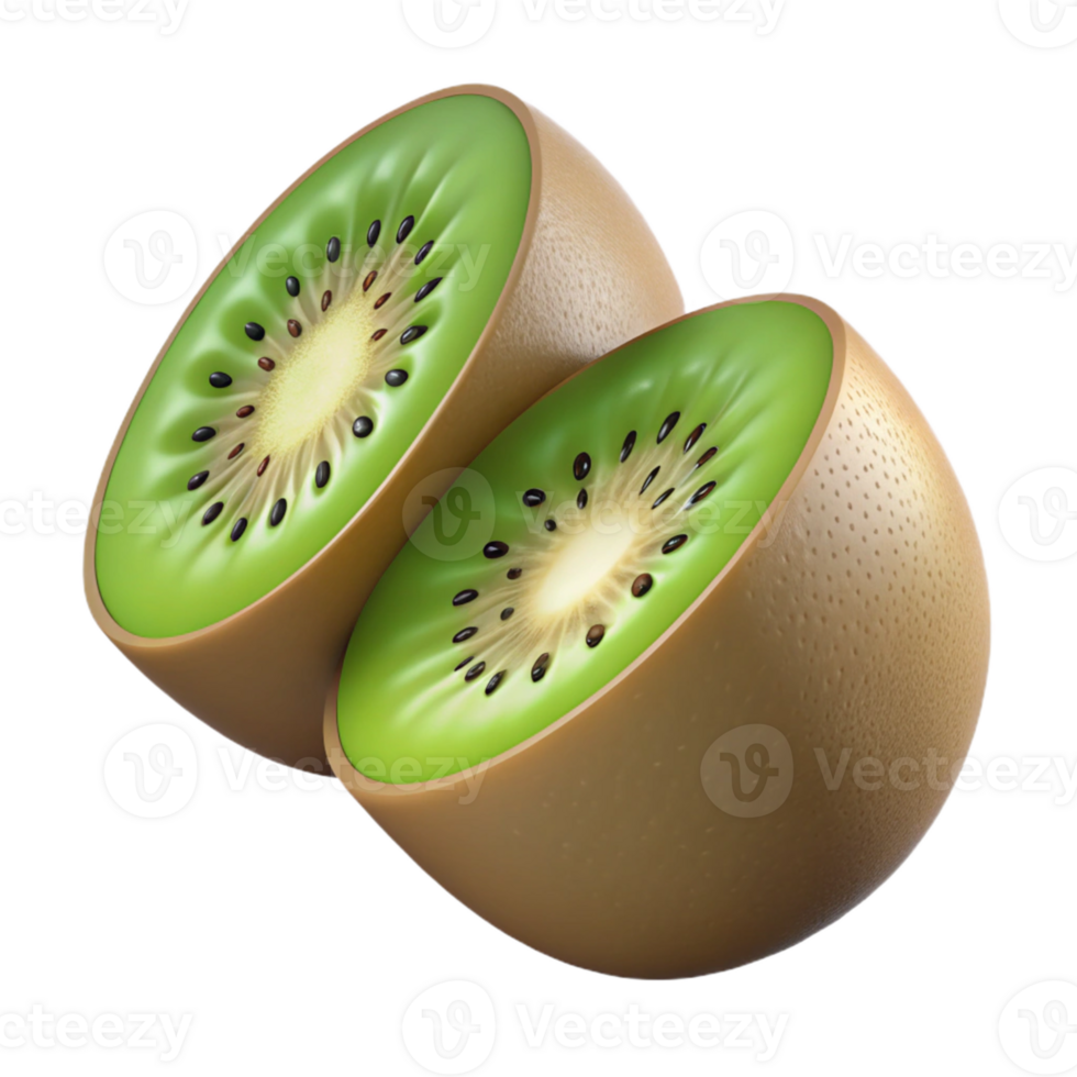 3D Render of Two Kiwi Fruit Halves png