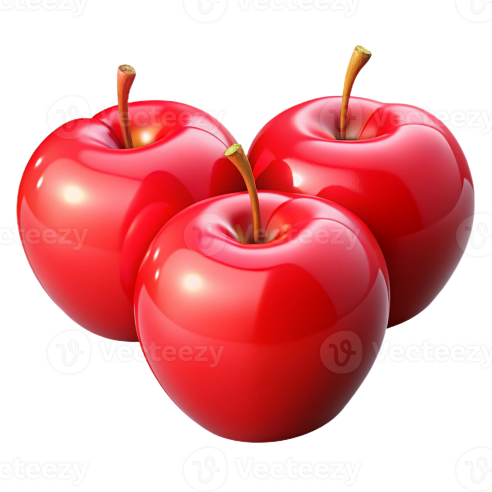 3D Render Shiny Red Apples png