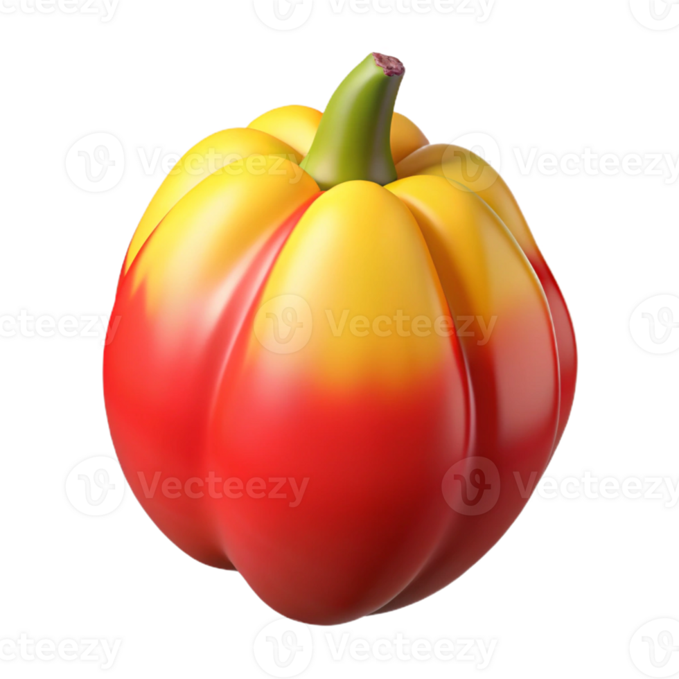 3D Render Red Yellow Bell Pepper png
