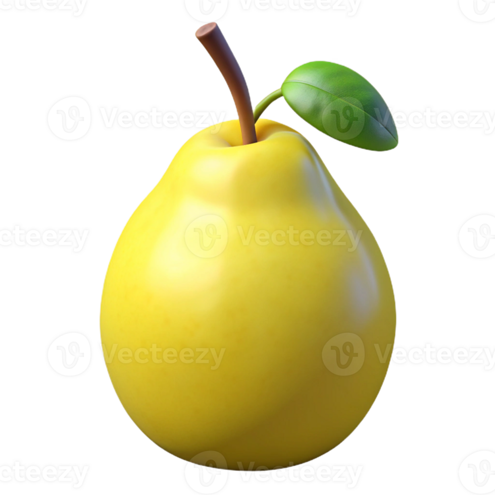 Yellow Pear 3D Render png