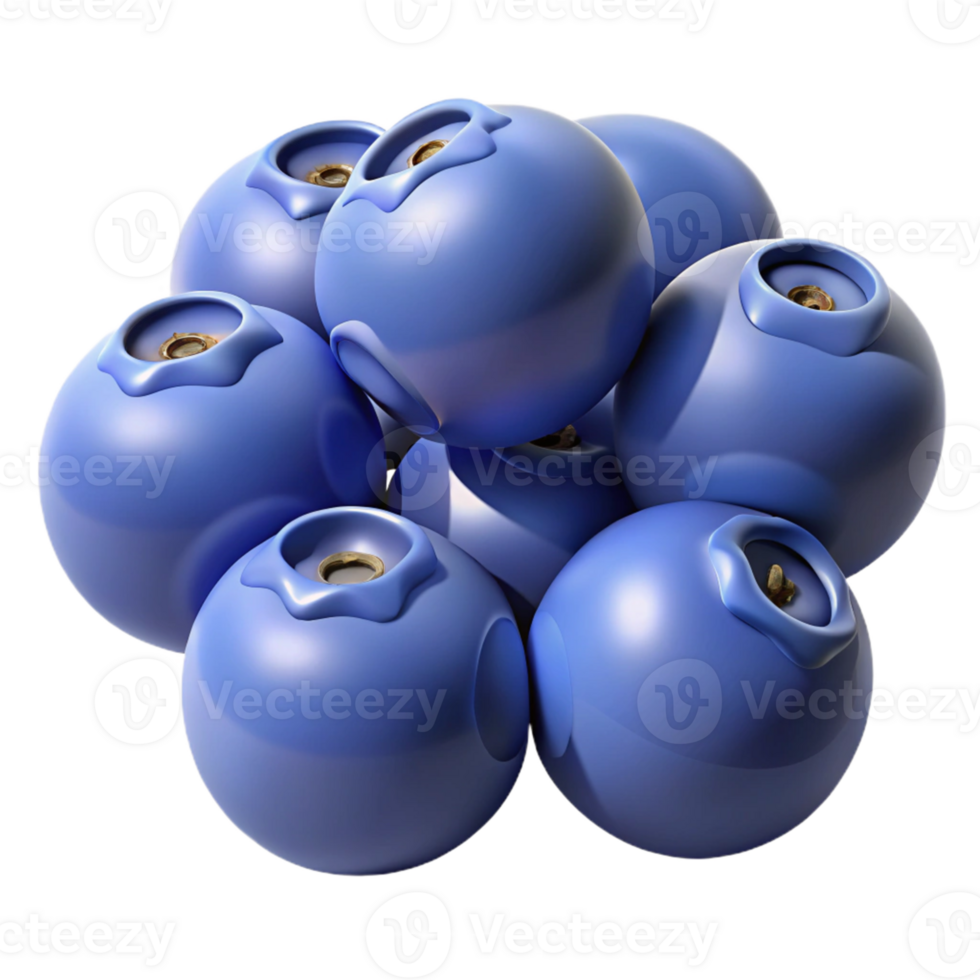 3D Render of Blueberries png
