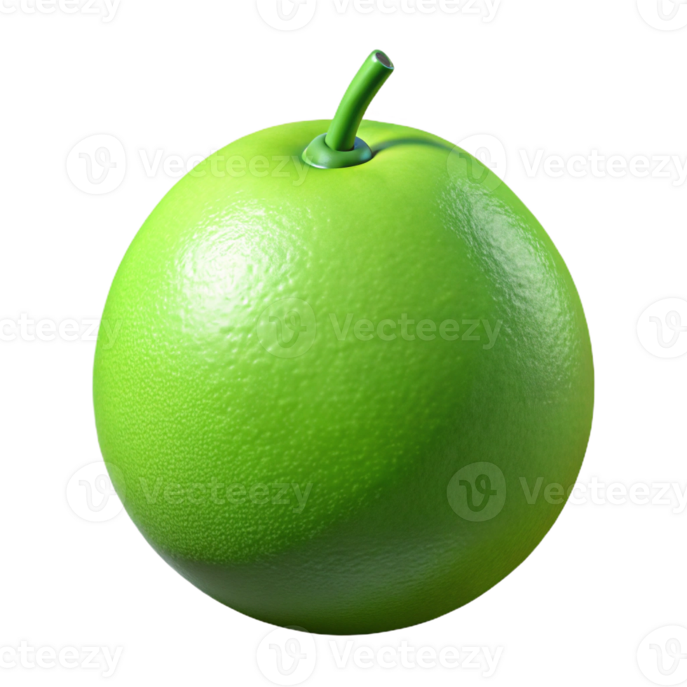 3D Render of a Green Citrus Fruit png