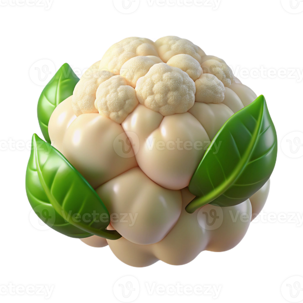 3D Render of Cauliflower with Leaves png