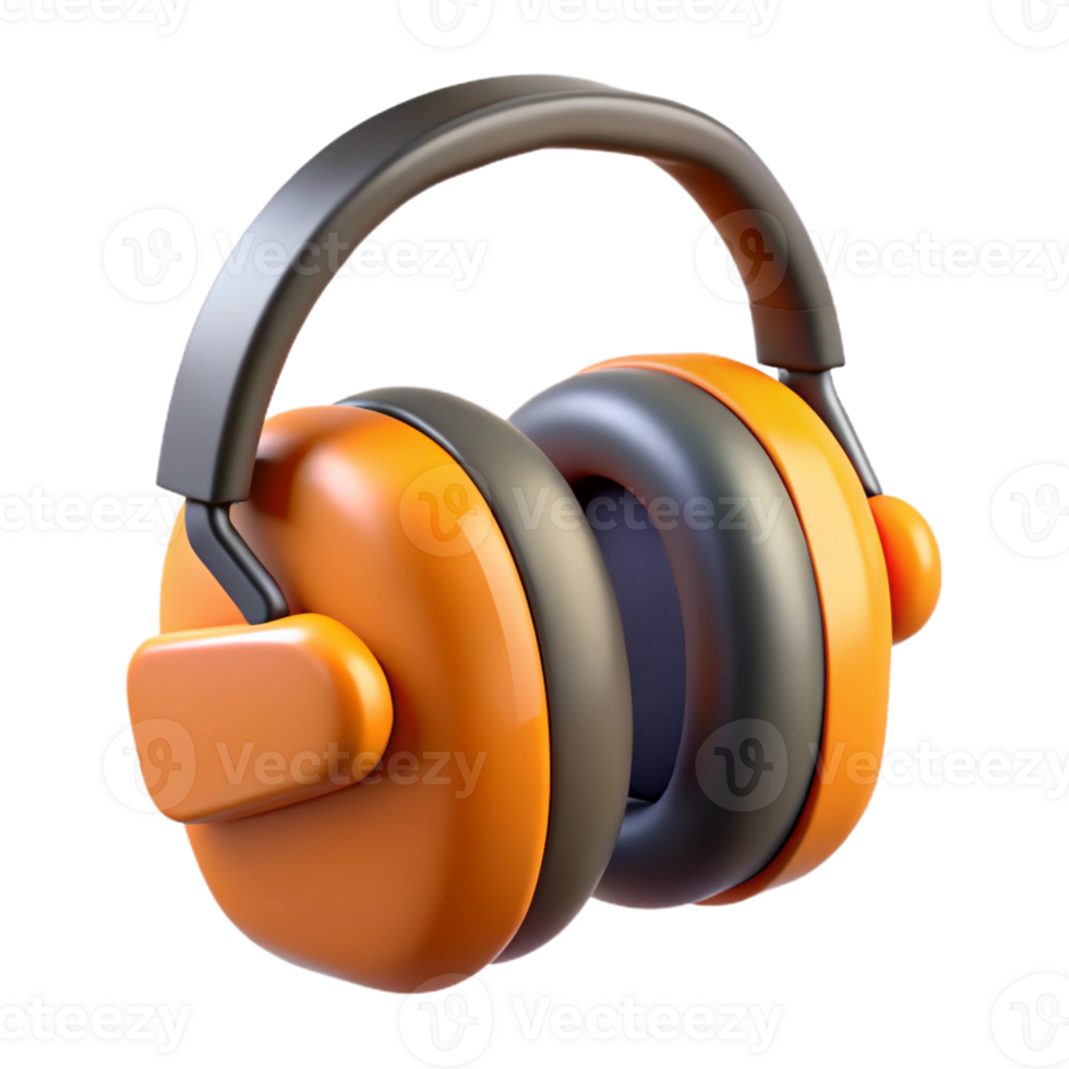 Orange and Gray 3D Earmuffs Illustration png