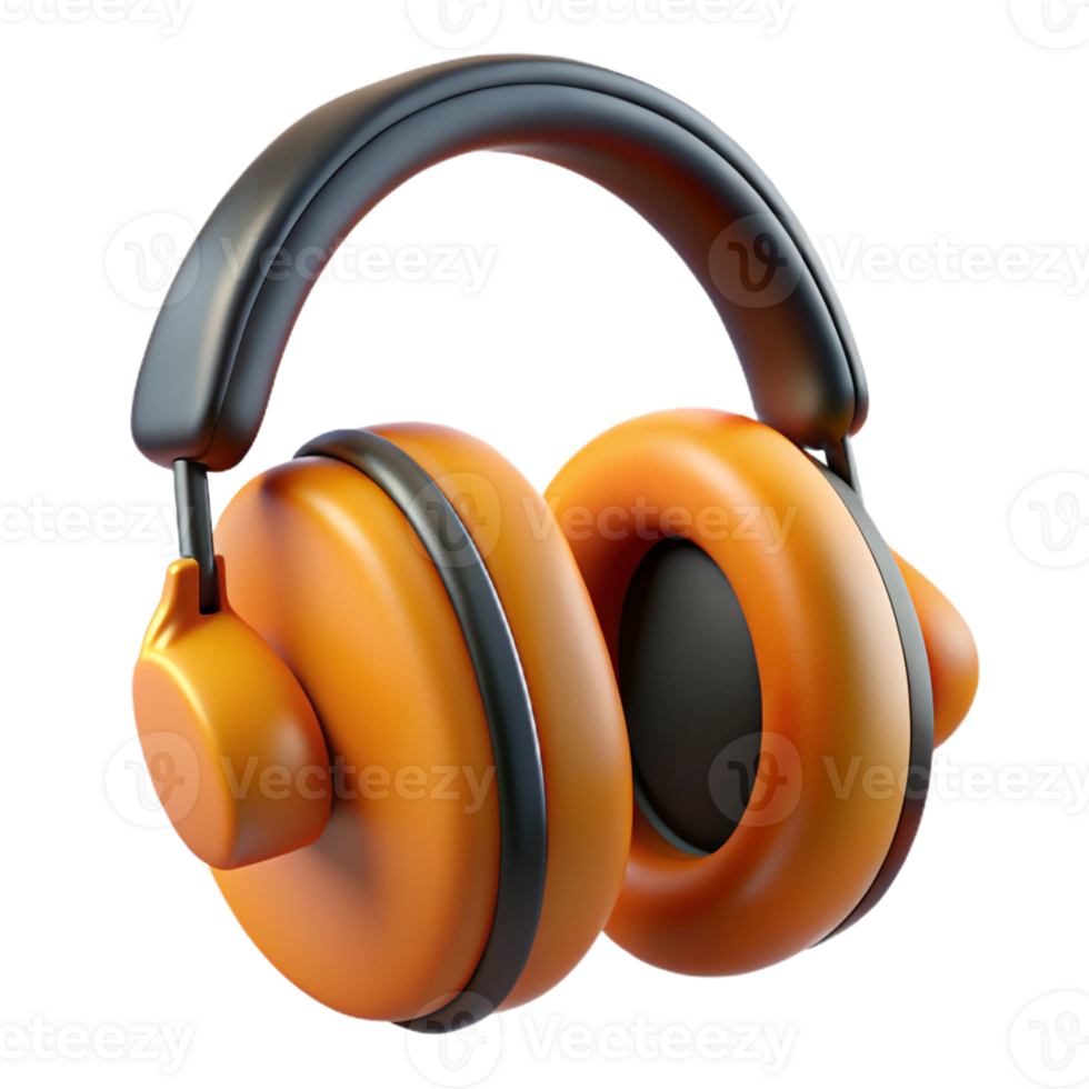 laranja e cinzento 3d fones de ouvido ilustração png