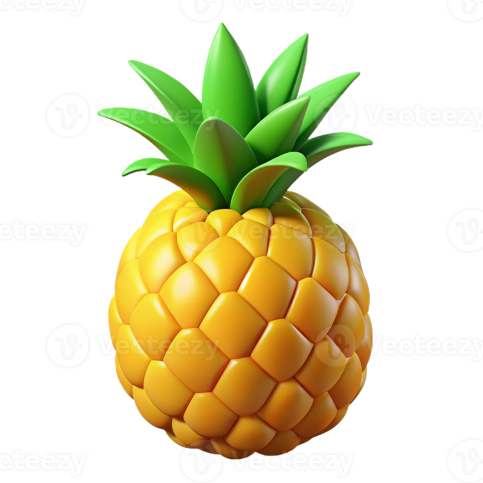 3D Render of a Yellow Pineapple png