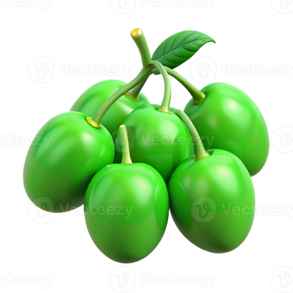 Green Fruit 3D Illustration Bunch png