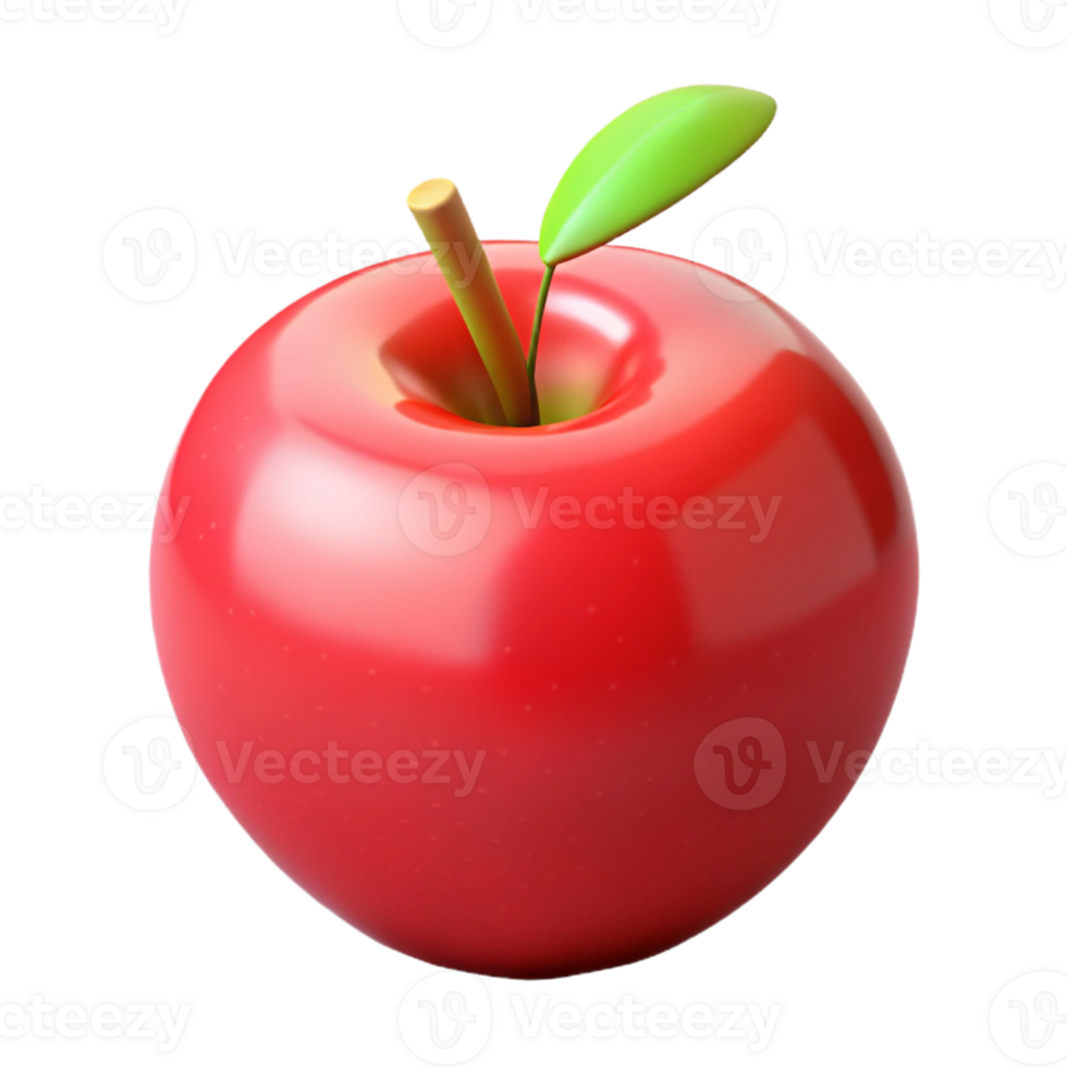 3D Render Red Apple Fruit Illustration png