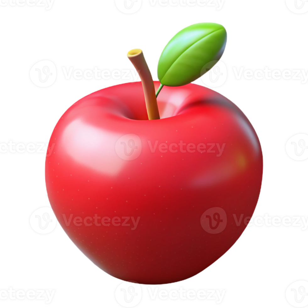 3D Red Apple Illustration png