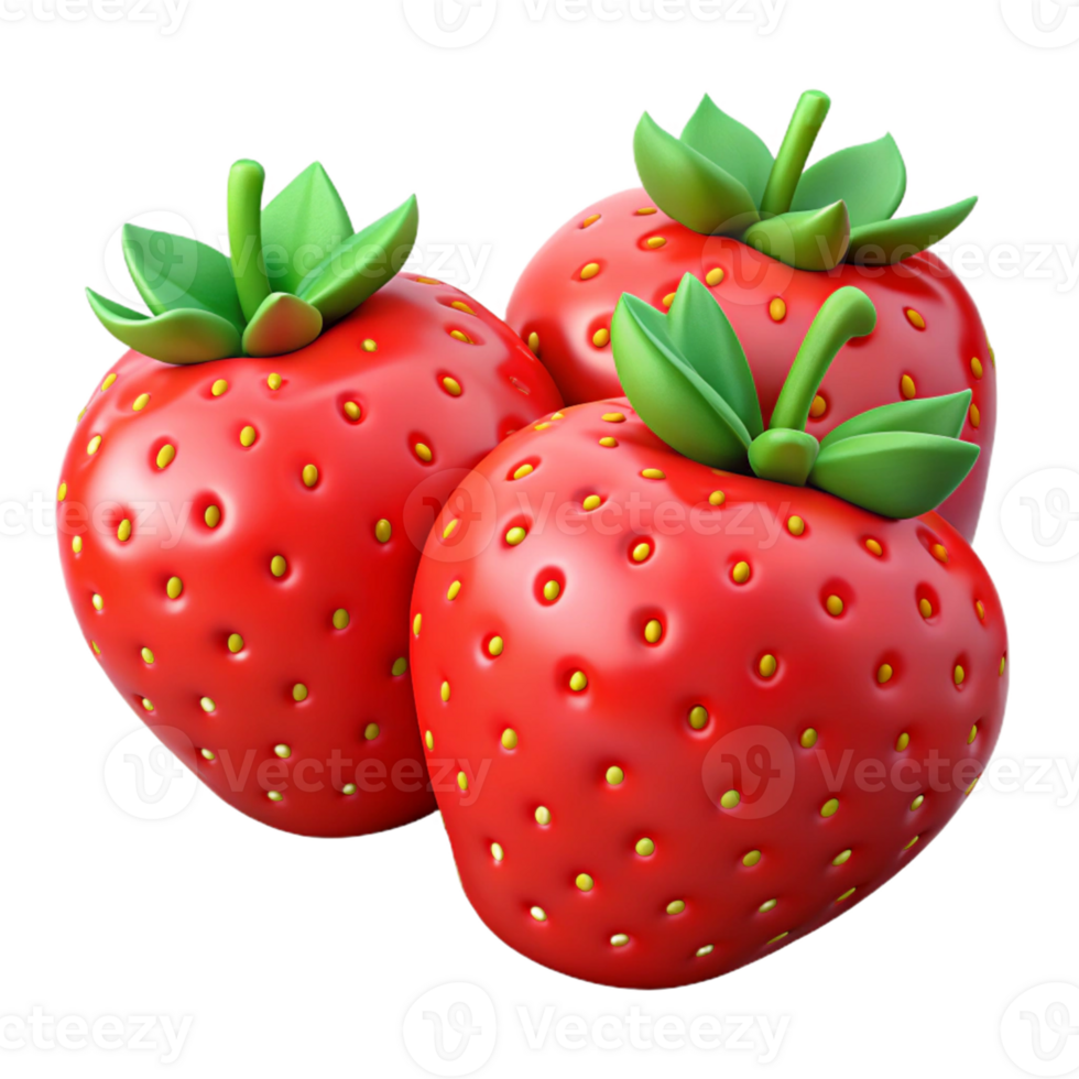 3D Render of Juicy Strawberries png