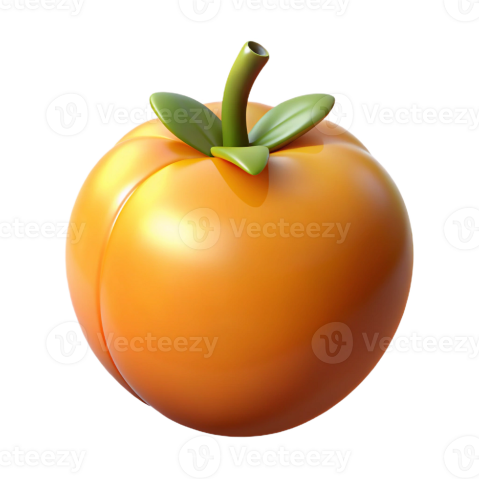 3D Render of a Single Apricot png