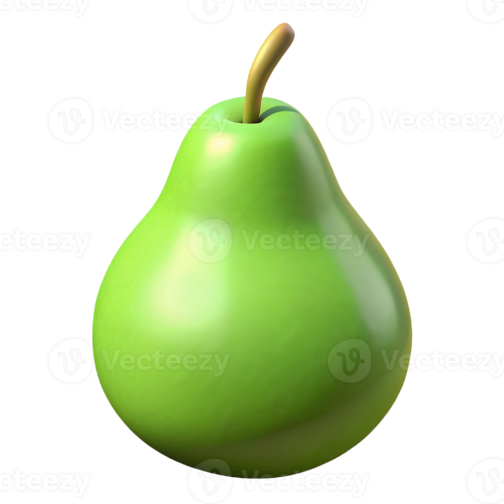3D Render Green Pear Fruit Illustration png
