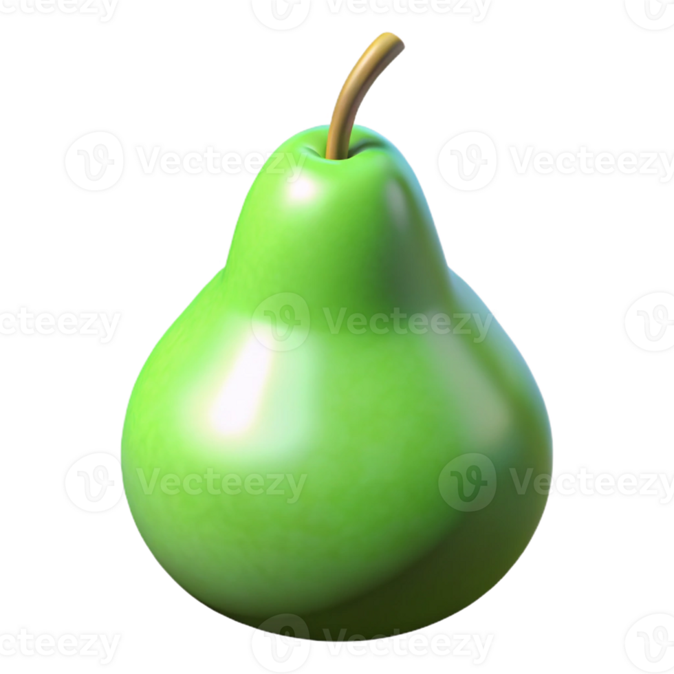 3D Render Green Pear Fruit Illustration png