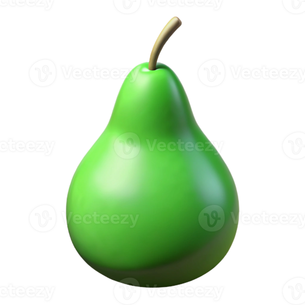 3D Render Green Pear Fruit Illustration png