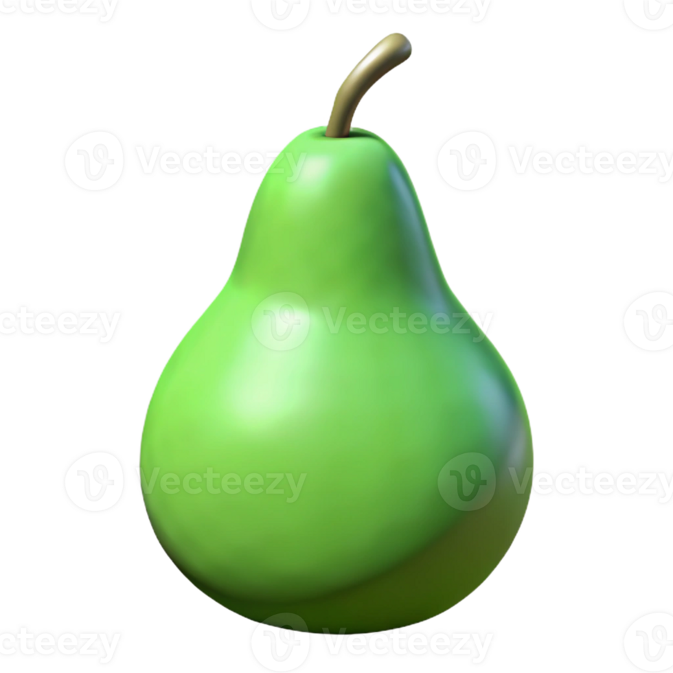 3D Render Green Pear Fruit Illustration png