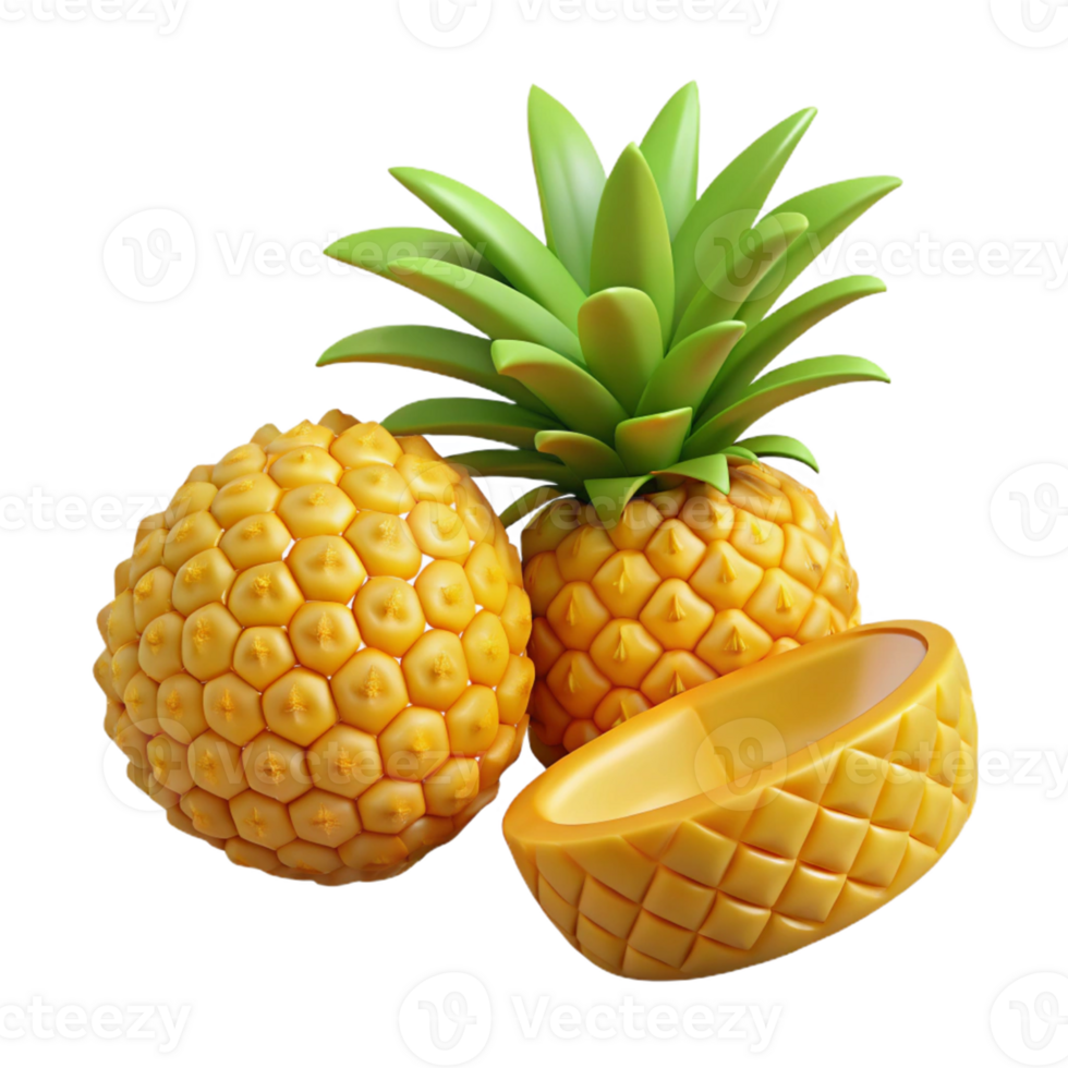 3D Render of Delicious Pineapples png