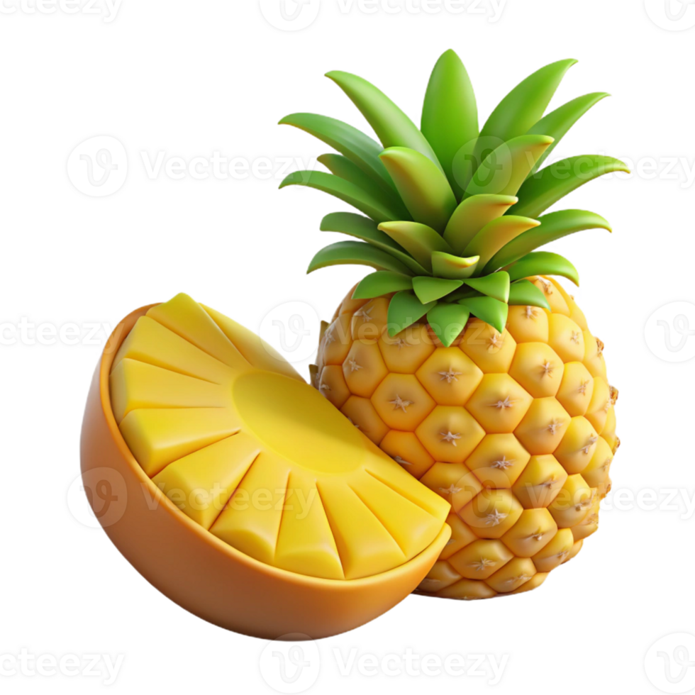 3D Render of a Juicy Pineapple png