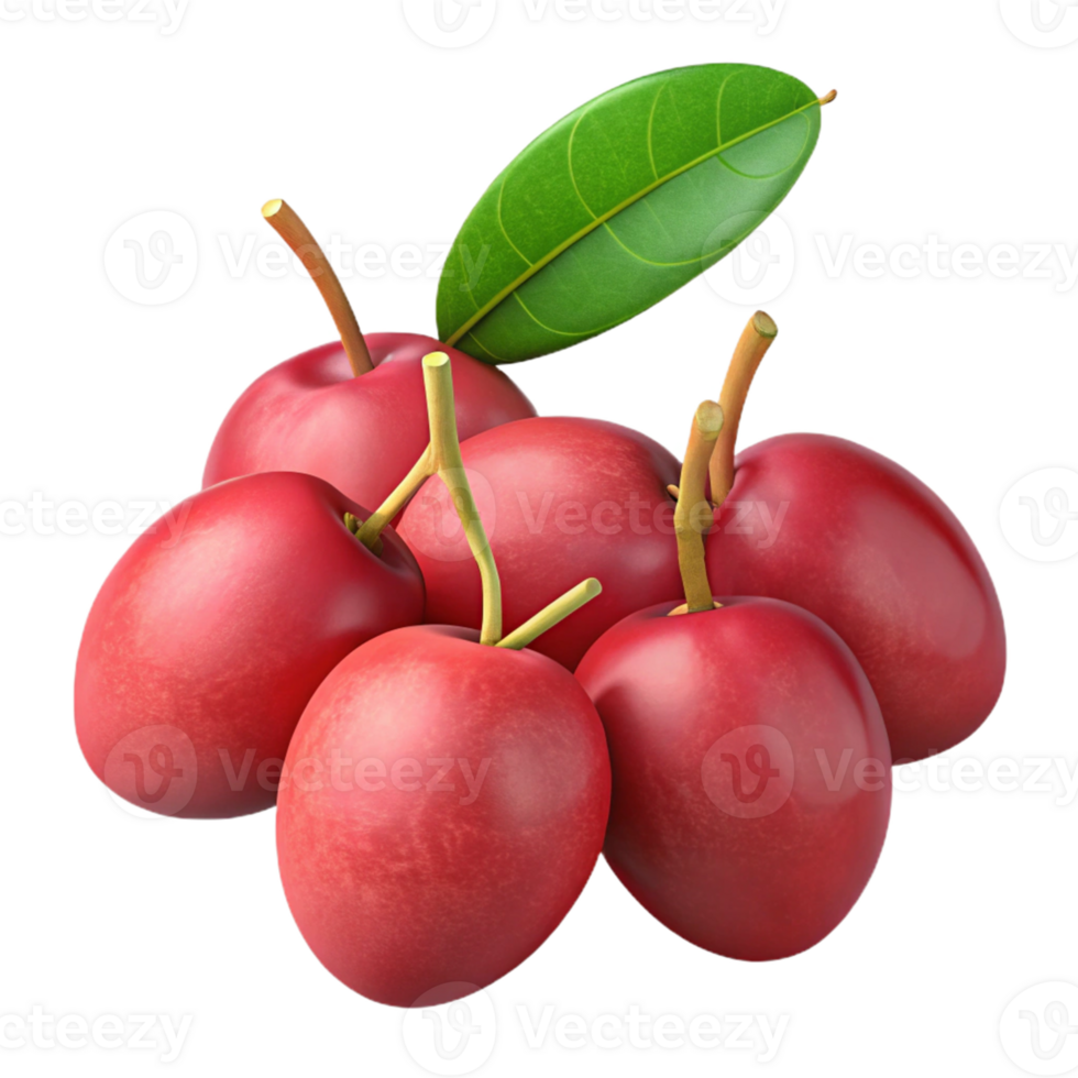 3D Render of Red Fruits Cluster png
