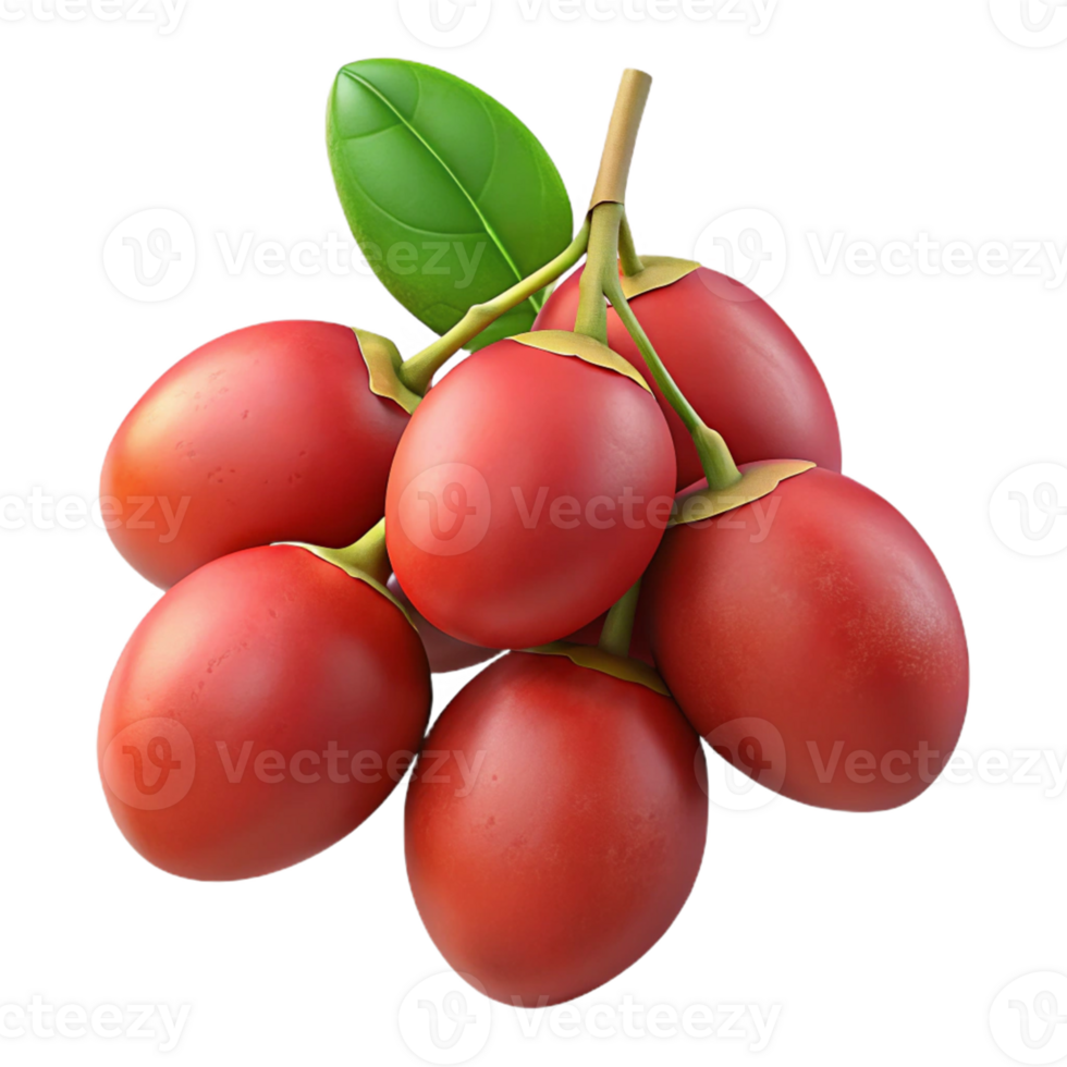 Vibrant Red Tamarillo Fruit 3D Illustration png