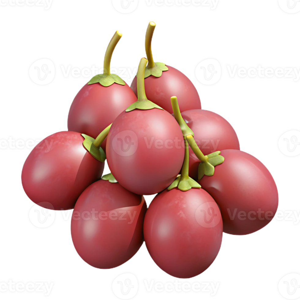 3D Render of Red Fruits Cluster png