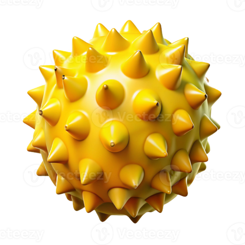 Yellow Spiky 3D Sphere Illustration png