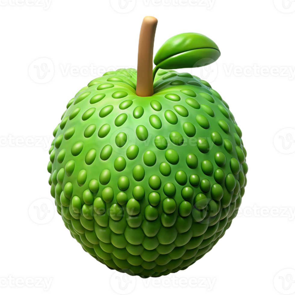 3D Illustration Green Bumpy Fruit png