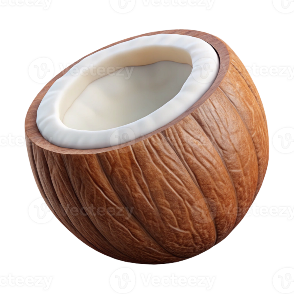3D Render of a Coconut Half with Milk png