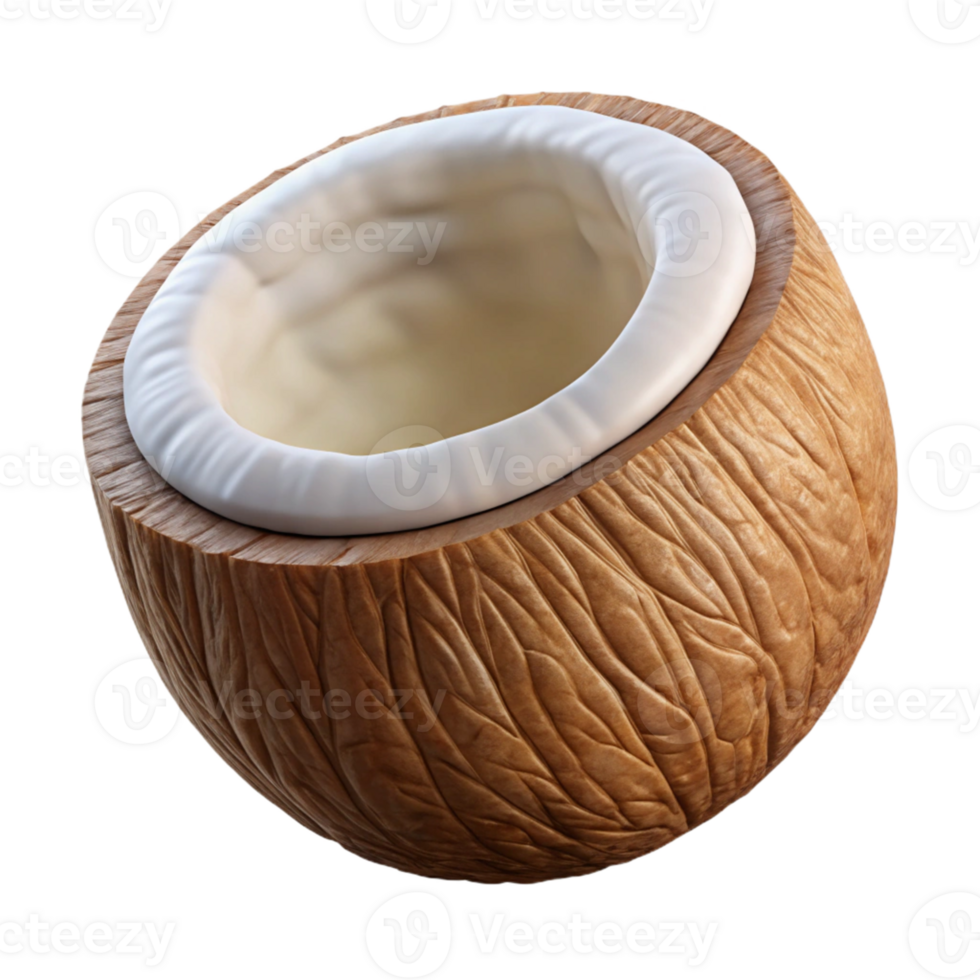 3D Render of Coconut Half with Milk png
