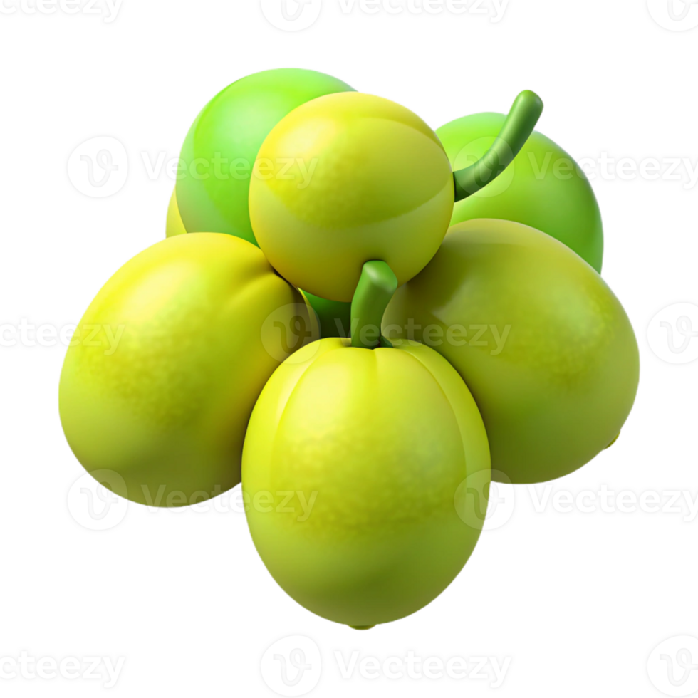 3D Render Green Yellow Fruit Cluster png