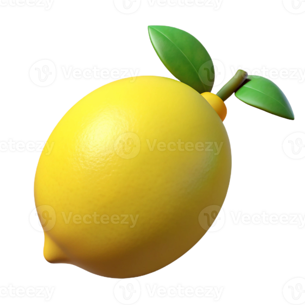 3D Render Yellow Lemon Fruit Illustration png