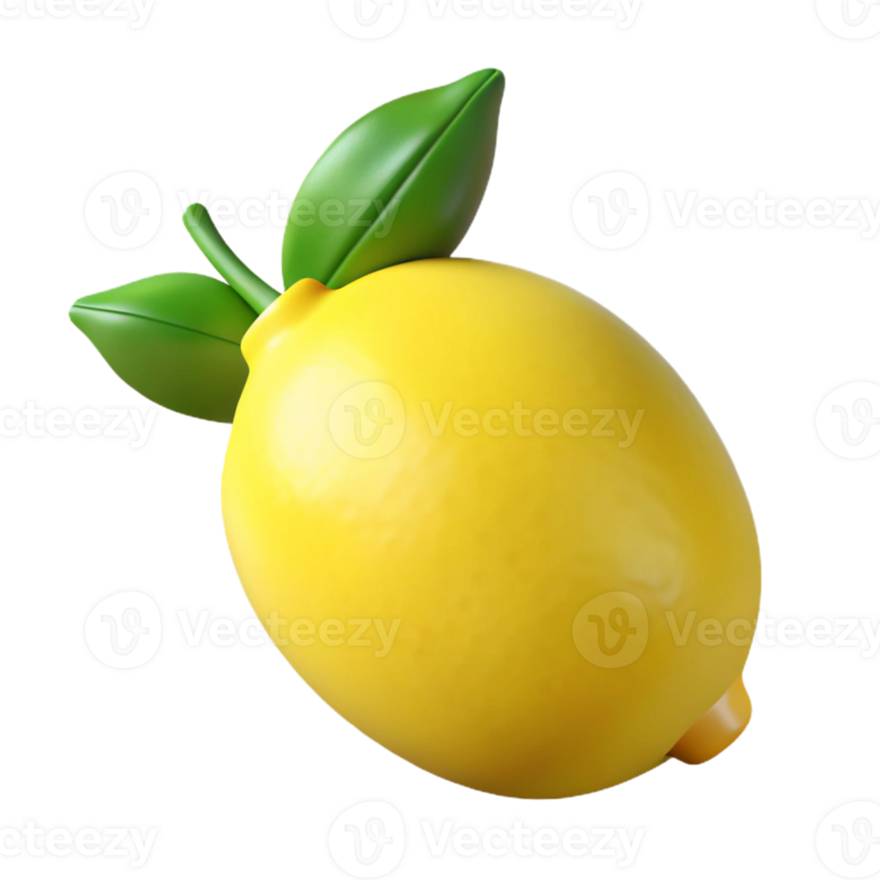 3D Lemon Illustration, Yellow Citrus Fruit png