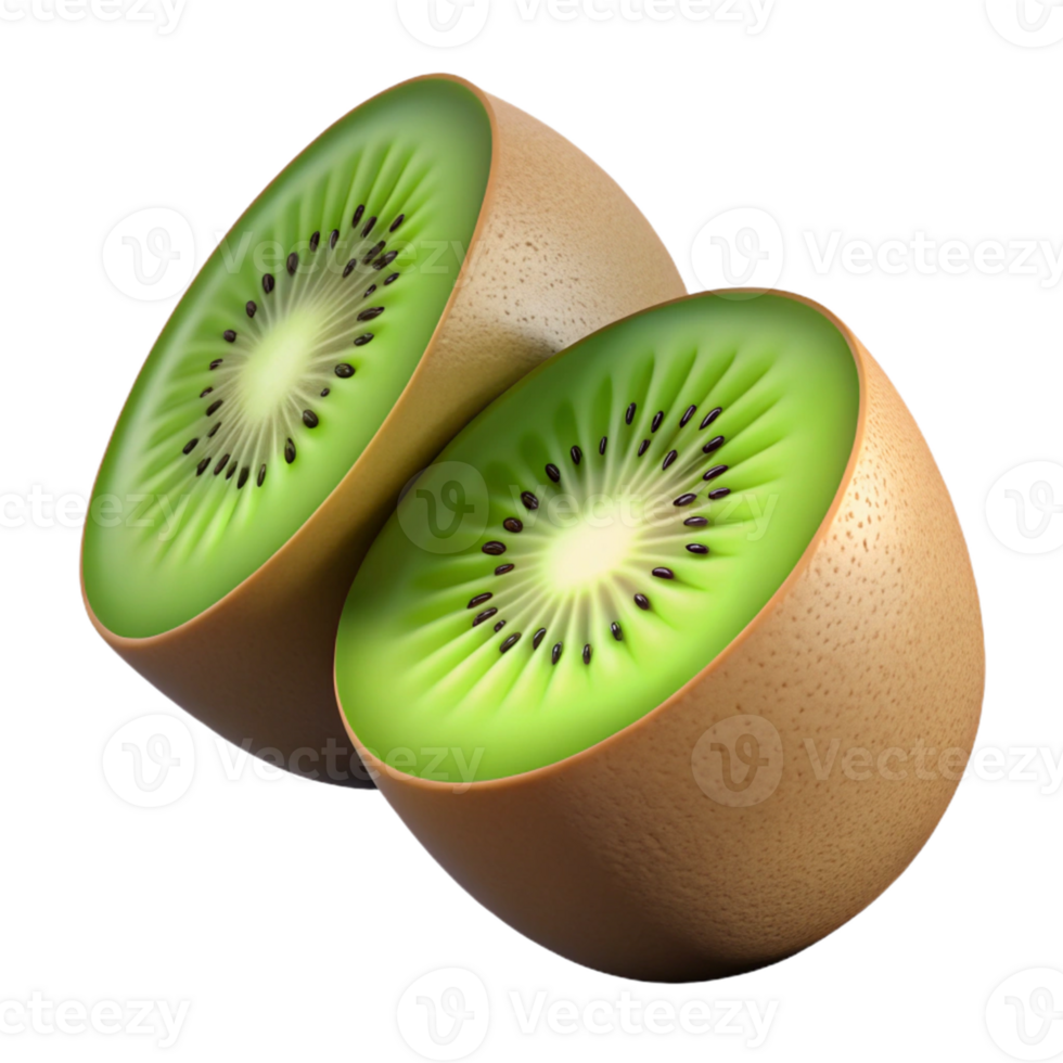3D Render of Two Kiwi Fruit Halves png