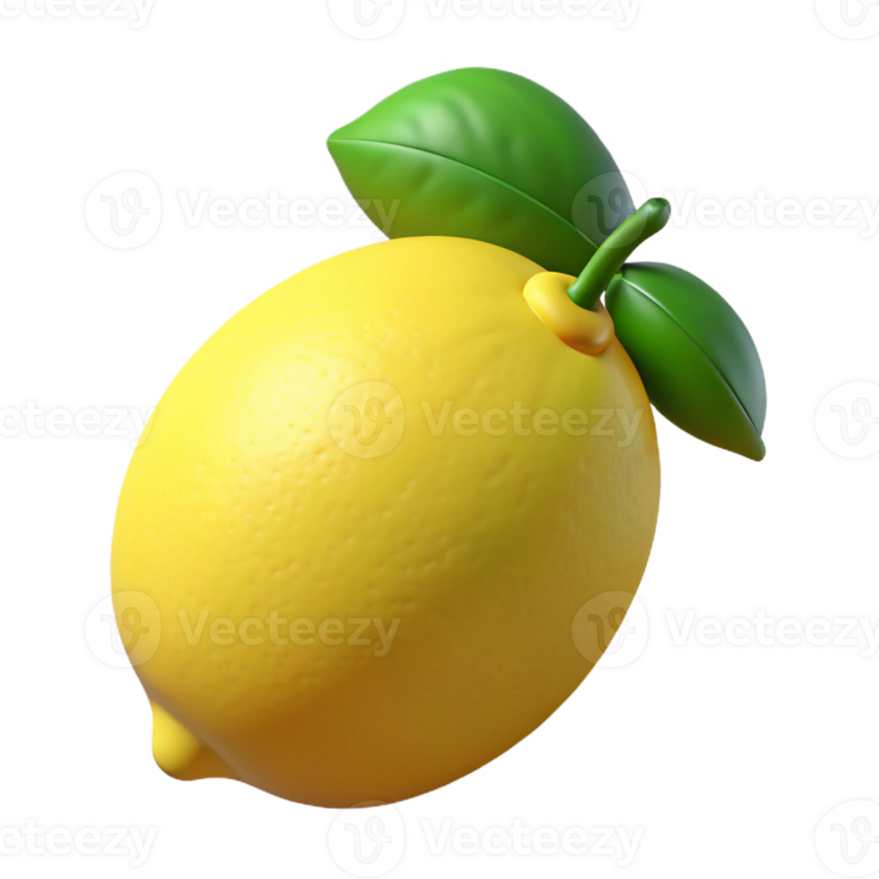 3D Lemon Render Yellow Citrus Fruit png