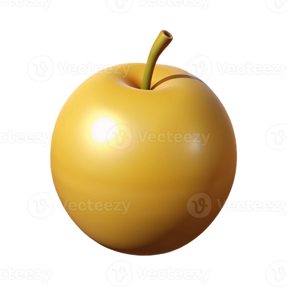 Golden Apple 3D Render png