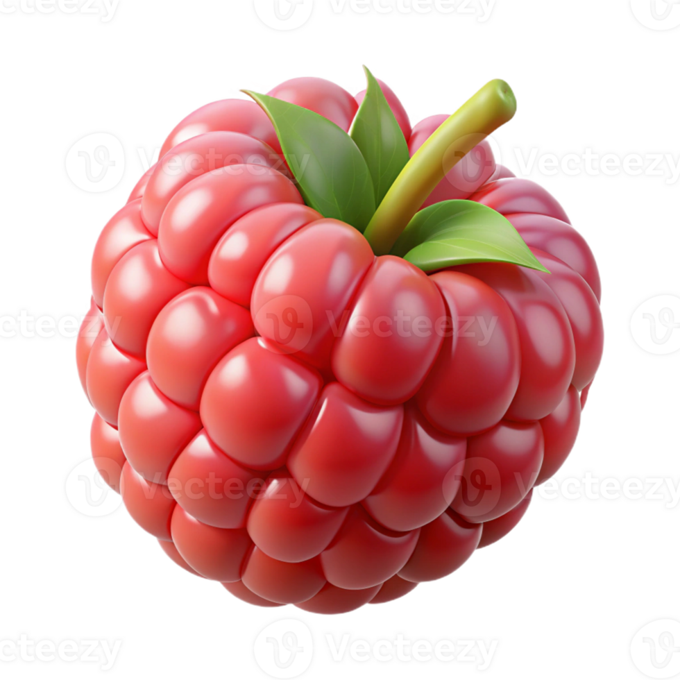 3D Render Red Raspberry Fruit Illustration png