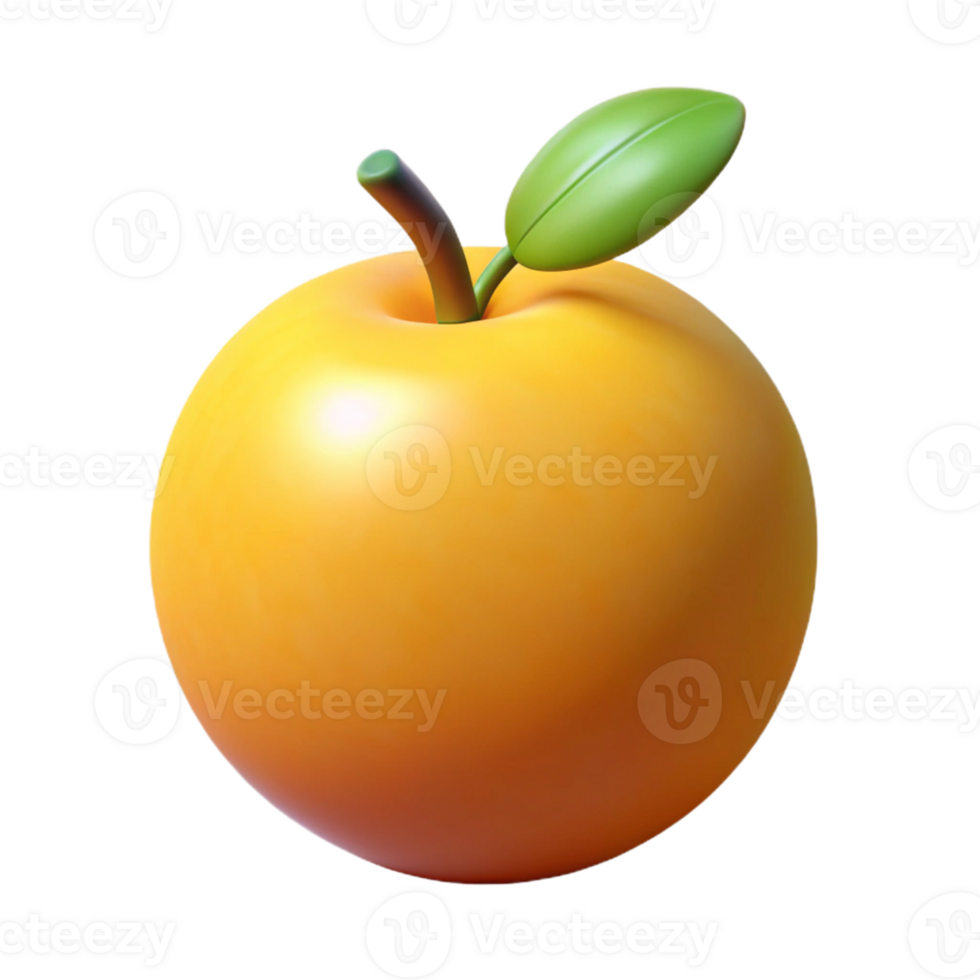 3D Render Yellow Apple Illustration png