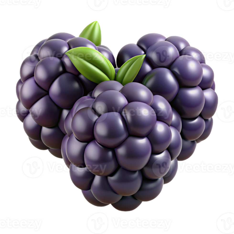 3D Render of Three Blackberries png