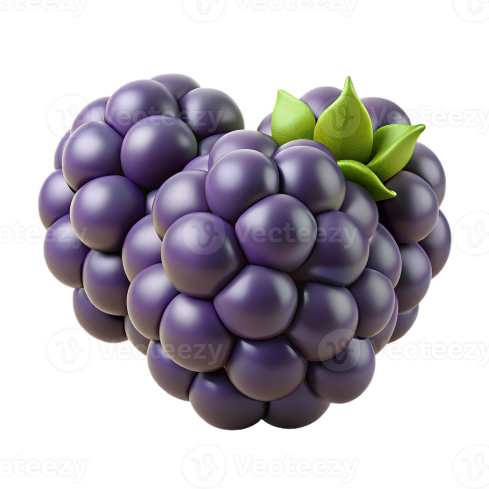 3D Render of Blackberries Heart Shape png