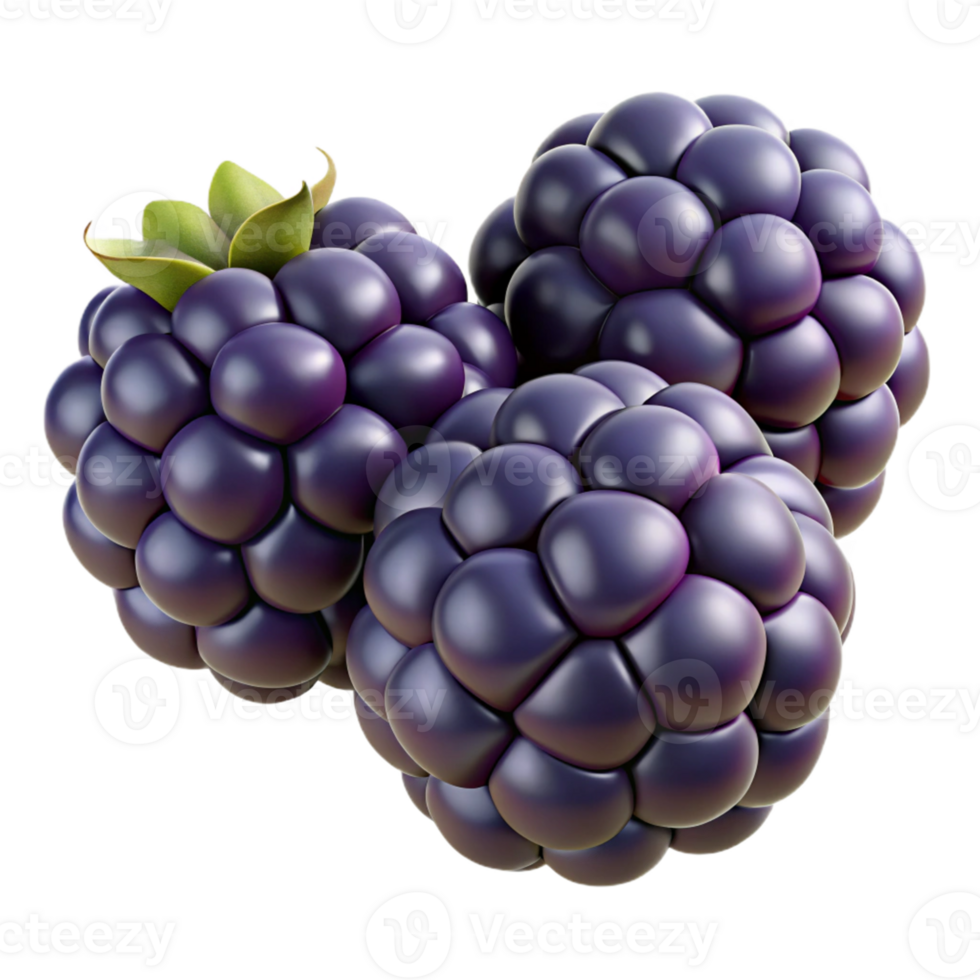 3D Render of Three Blackberries png