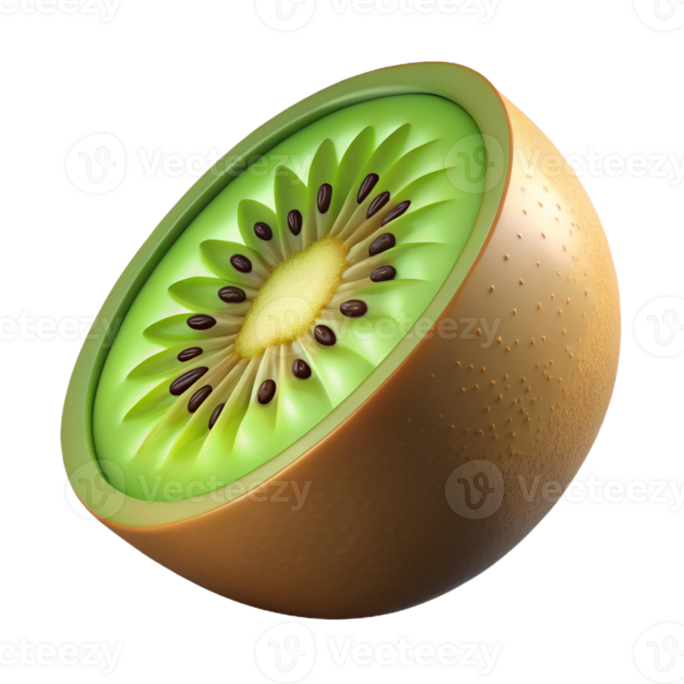 3D Render Kiwi Fruit Half Illustration png