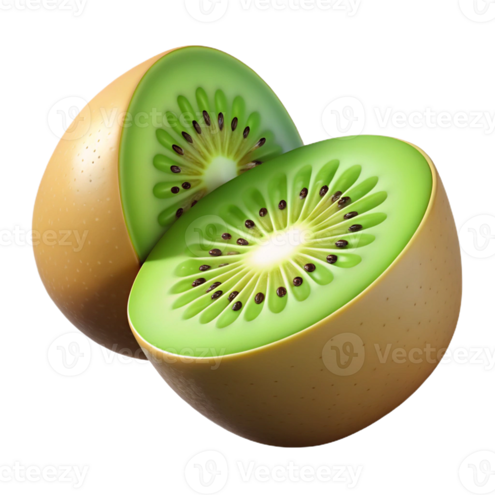 3D Render Kiwi Fruit Halves Illustration png