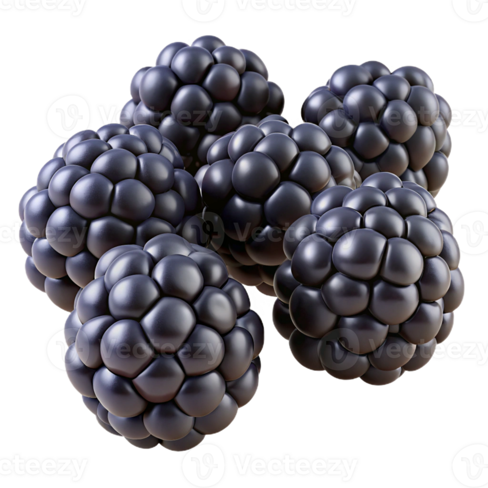 3D Render of Juicy Blackberries png