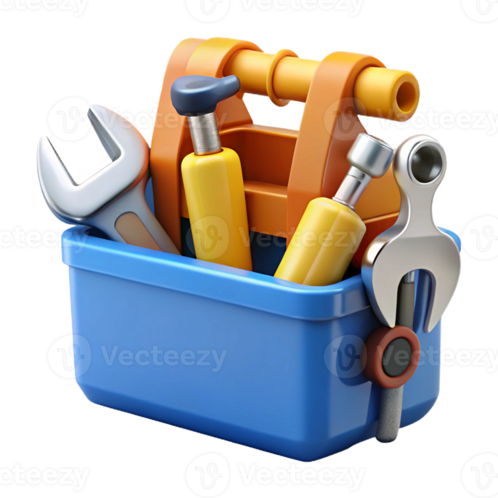 3D Illustration Tool Box Wrenches png