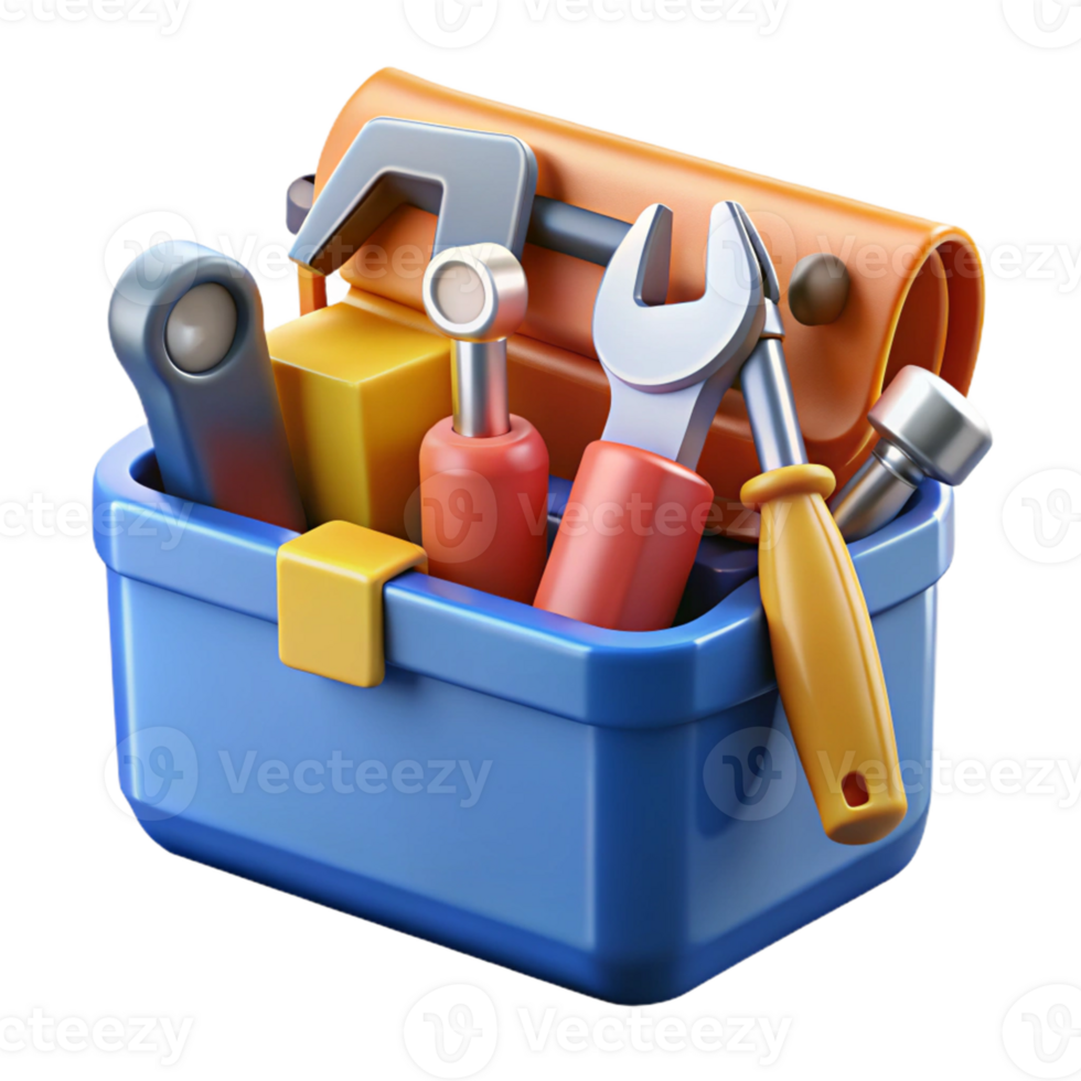 3D Render of Tool Box with Tools png