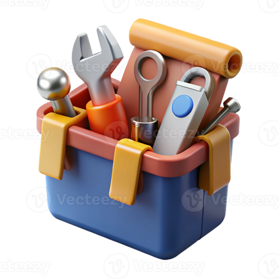 3D Illustration Toolbox with Tools png